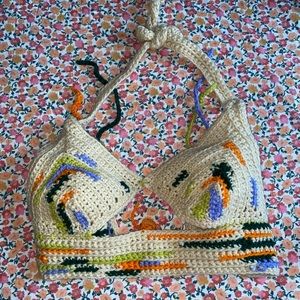 Hand crochet crop halter top
